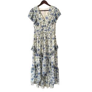 Max Studio Georgette Ruffle Maxi Dress